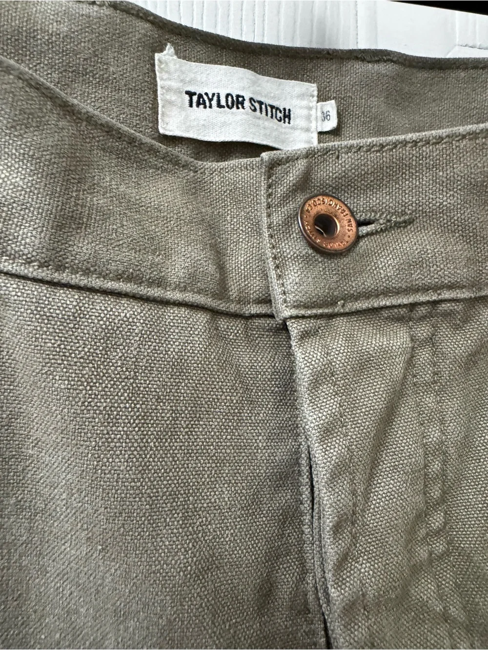 Taylor Stitch Olive Green Work Chinos